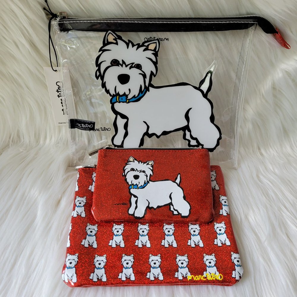Marc Tetro Westie Dog Themed 3 Piece Pouch Set